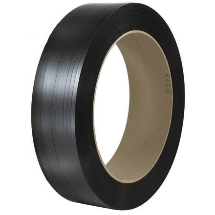 1/2" x .024 x 7200' Black 16 x 6" Core Hand Grade Polypropylene Strapping - Embossed