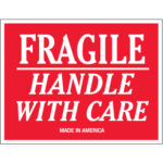 3 x 5" - "Fragile - Handle With Care" Labels