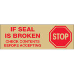2" x 55 yds. - "Stop If Seal Is Broken..." Tan (18 Pack) Tape LogicMessaged Carton Sealing Tape