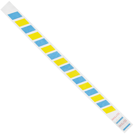 3/4 x 10" Blue/Yellow Stripes Tyvek Wristbands