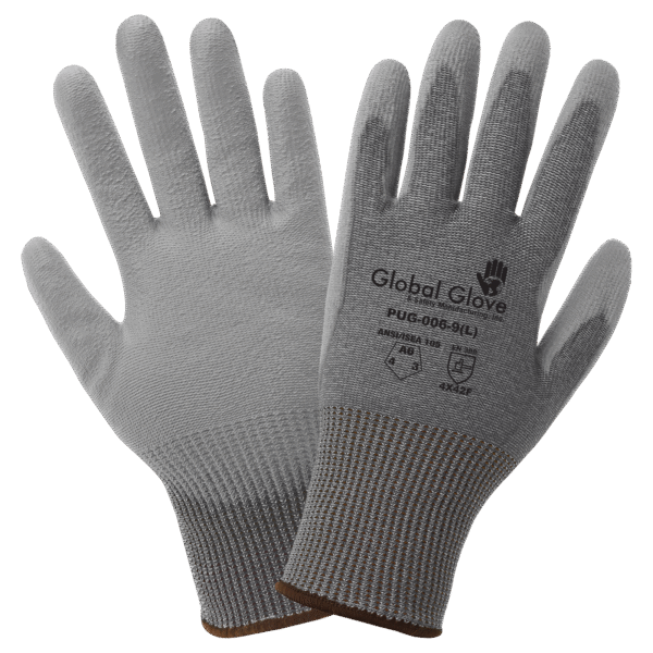 PUG-006 Polyurethane Coated 13-Gauge High Density Nylon A6 Cut Resistant Gloves