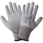PUG-611 Polyurethane Coated 13-Gauge Salt-and-Pepper HPPE A4 Cut Resistant Gloves