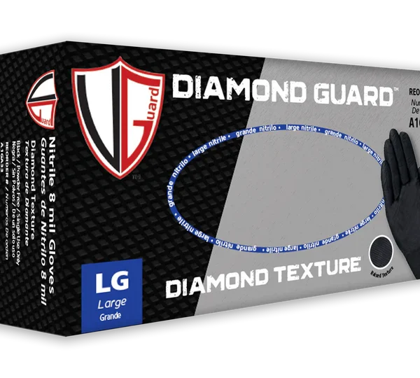 VGuard® A1GA3 8-mil Black Diamond Guard Gloves, Powder-Free, 100/bx